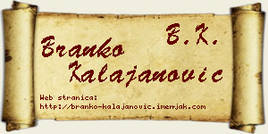 Branko Kalajanović vizit kartica